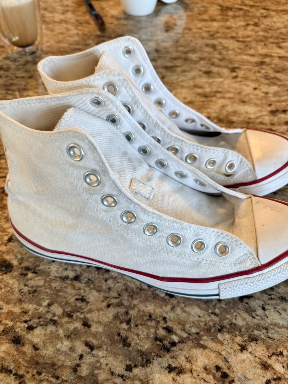 Converse White High-Top Sneakers with extra laces